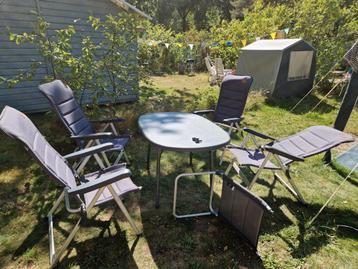Mecalit tafel + 4 Obelink Ibiza luxe tuinstoelen beschikbaar voor biedingen