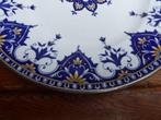 Antiek warmhoud bord met blauwe decoratie, Ophalen of Verzenden