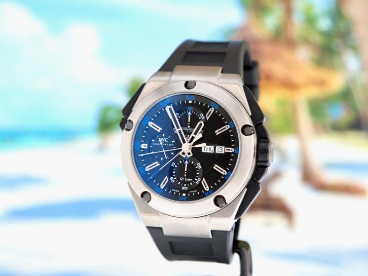 IWC Ing. Double Chrono Titanium IW376501 IWC service 10-2022, Sieraden, Tassen en Uiterlijk, Horloges | Heren, Zo goed als nieuw