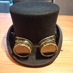 Zwarte steampunk hoed met bril, Ophalen of Verzenden, Zo goed als nieuw