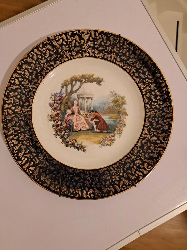 Vintage Wandbord met Romantisch Tafereel, Antiek en Kunst, Antiek | Wandborden en Tegels, Ophalen of Verzenden