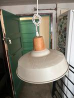 Hanglamp in gebroken wit staal en hout, Ophalen, Zo goed als nieuw, Hout, Minder dan 50 cm