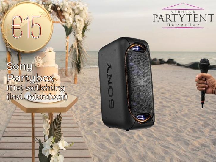 Sony Partybox huren voor trouwfeest muziek, Hobby en Vrije tijd, Feestartikelen | Verhuur, Nieuw, Overige, Ophalen