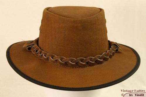 Western hoed Hawkins kaki bruin leer maat 57, 58 en 59 Nieuw, Kleding | Heren, Hoeden en Petten, Nieuw, Hoed, 58 of 59 cm (L, 7¼ of ⅜ inch)