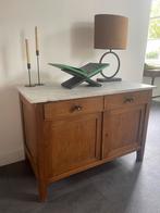 Dressoir met marmeren blad, Huis en Inrichting, Kasten | Dressoirs, Ophalen, 100 tot 150 cm, Eikenhout, Zo goed als nieuw