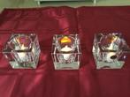 Kristal waxinelichthouders vierkant 3 voor € 15,00 nwstaat, Ophalen of Verzenden, Nieuw, Kristal