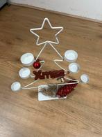 Kerstboom kandelaar voor waxinelichtjes met ster, Ophalen, Wit, Zo goed als nieuw, Metaal