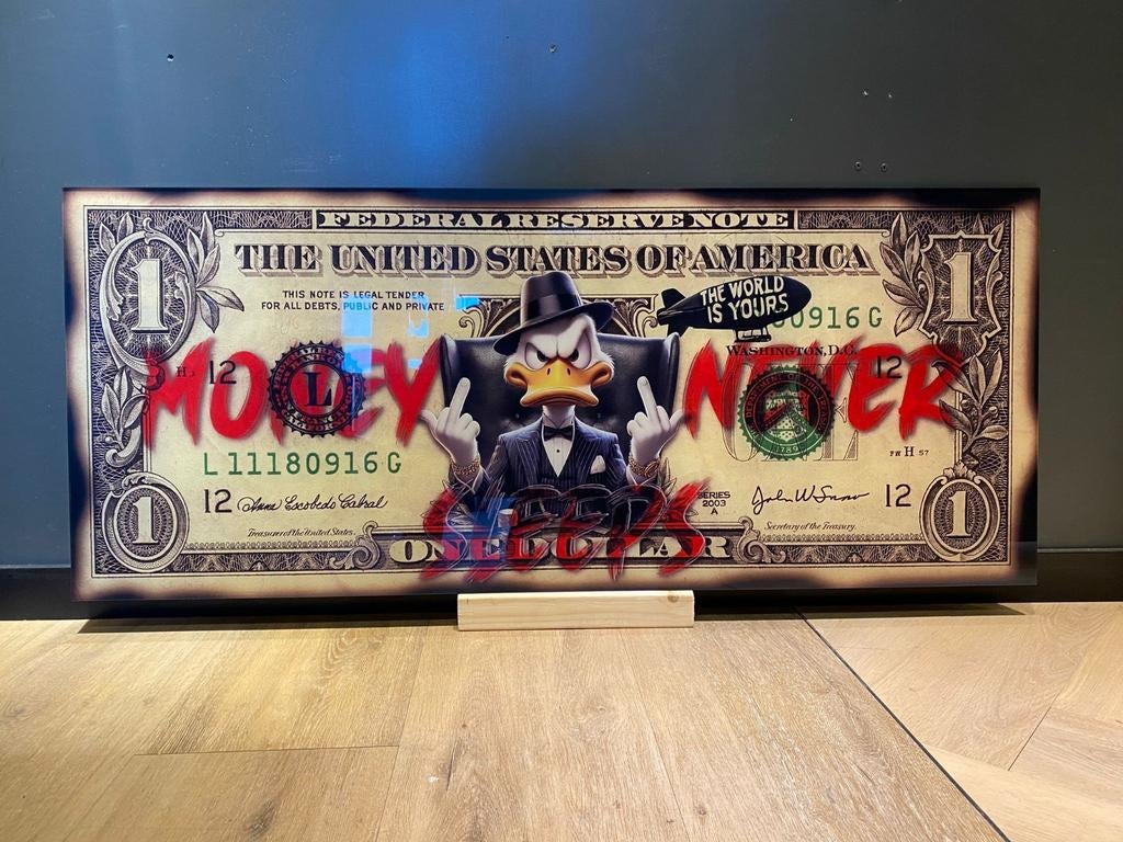 Donald Duck 'Money Never Sleeps' Kunstwerk, Ophalen of Verzenden, Nieuw