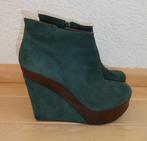 Smania enkellaarzen maat 40 vintage groen suede hout sleehak, Verzenden, Lage of Enkellaarzen, Zo goed als nieuw, Smania