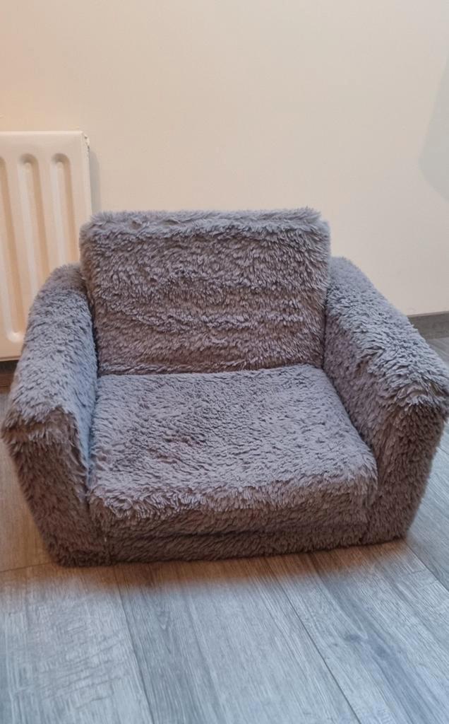 Vouwbare kinderfauteuil grijs pluche-peuterstoel/kinderstoel, Kinderen en Baby's, Kinderstoelen, Zo goed als nieuw, Overige typen