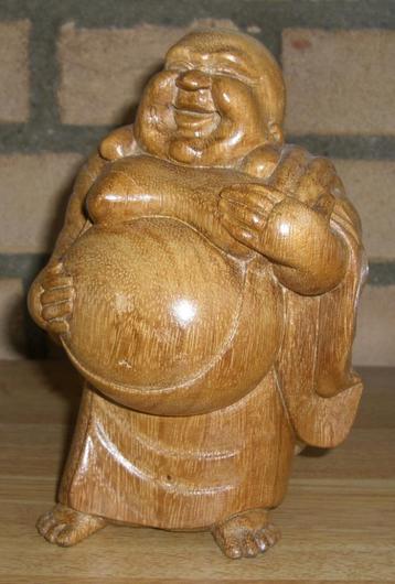 Mooie houten Boeddha - 17 cm hoog beschikbaar voor biedingen