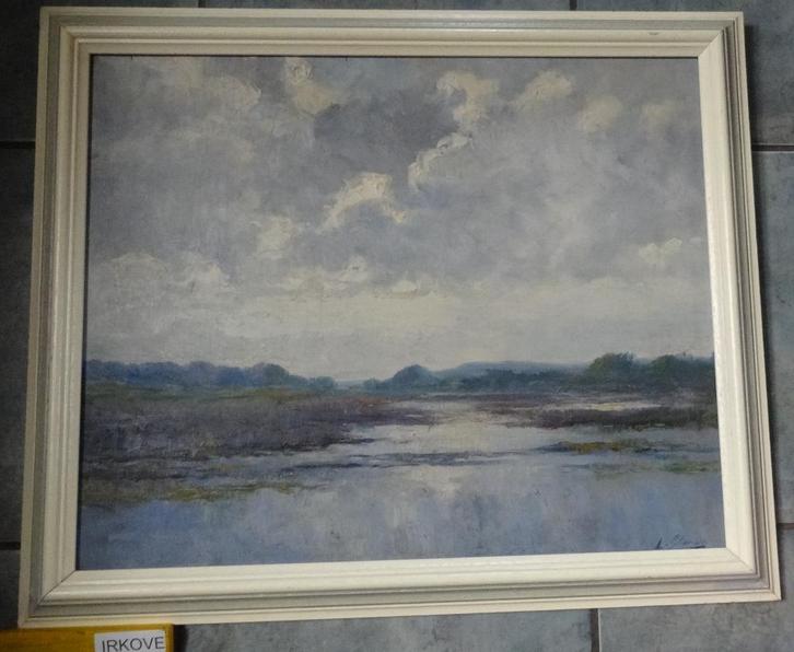 OLIEVERF OP PANEEL HET SCHOR * In Lijst *, Antiek en Kunst, Kunst | Schilderijen | Klassiek, Ophalen of Verzenden