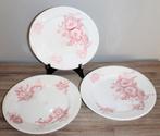 SALE Set van 3 antieke bordjes met rood bloemendecor - Nimy, Antiek en Kunst, Ophalen of Verzenden