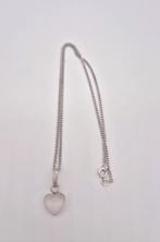 Zilveren Ketting met Hartjes Hanger 39cm, Verzenden, Gebruikt, Zilver, Zilver