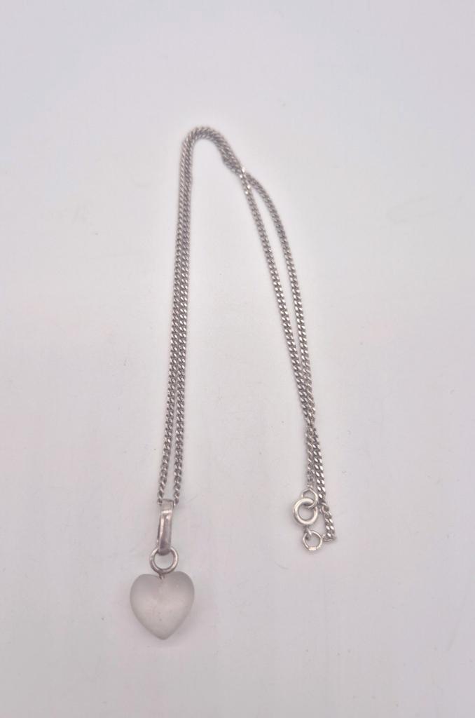 Zilveren Ketting met Hartjes Hanger 39cm, Sieraden, Tassen en Uiterlijk, Kettingen, Gebruikt, Zilver, Zilver, Verzenden