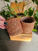 Set 2 bloempotten | planten pot mand, Tuin en Terras, Bloempotten, Rond, Ophalen of Verzenden, Aardewerk, Minder dan 40 cm