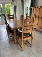 Antieke massief eiken houten eethoek met bijbehorende kast, Huis en Inrichting, Complete eetkamers, Ophalen, Gebruikt, Landelijk