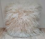 Echt schapenvacht bont kussen Ecru 45x45cm Japandi, Huis en Inrichting, Woonaccessoires | Kussens, Verzenden, Zo goed als nieuw