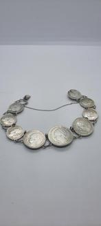 Zilveren Wilhelmina armband van oude munten, Ophalen of Verzenden