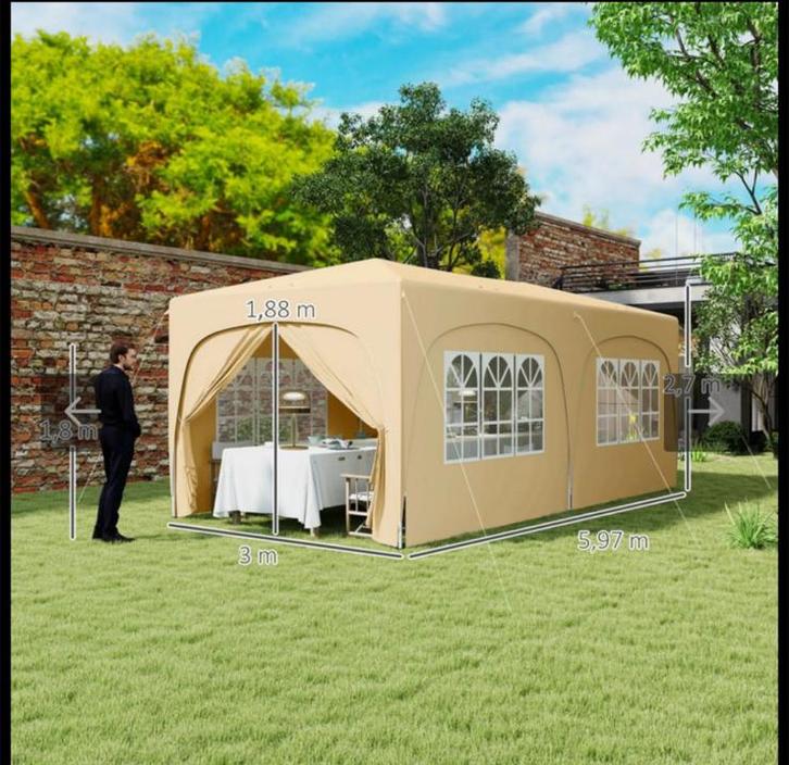 Partytent huren 6x3 vanaf 85€, Tuin en Terras, Partytenten, Zo goed als nieuw, Partytent, Ophalen of Verzenden