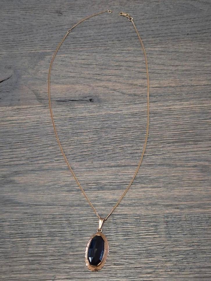 Gouden ketting met hanger 14 karaats 50 cm gourmet schakel, Sieraden, Tassen en Uiterlijk, Kettingen, Zo goed als nieuw, Goud