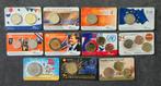 11 x coincard nederland UNC, Koningin Beatrix, Zilver, Euro's, Verzenden