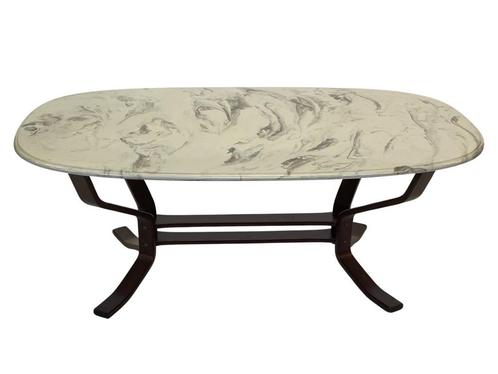 Vintage Salontafel Marmer Hout Minimalist design Zweden, Huis en Inrichting, Tafels | Salontafels, Gebruikt, Minder dan 50 cm
