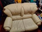 Witte leren 2 zits bankstel, Ophalen, Gebruikt, 75 tot 100 cm, Tweepersoons