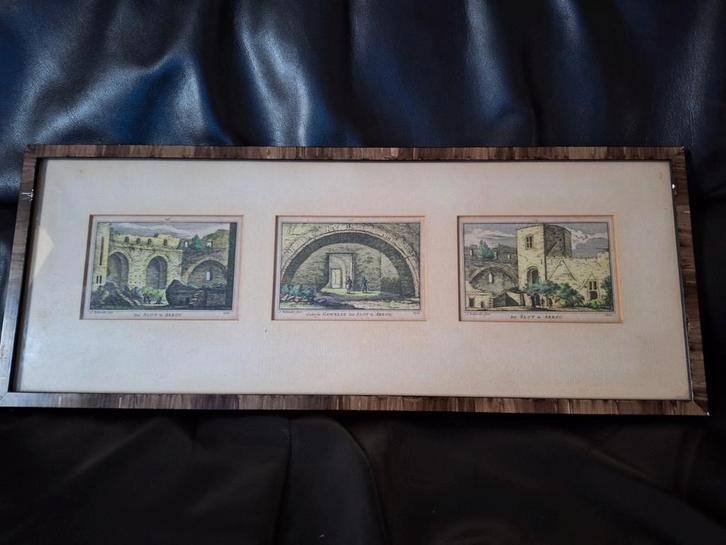 Antieke etsen Abcoude, ingelijst, Antiek en Kunst, Kunst | Etsen en Gravures, Ophalen of Verzenden