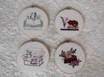 4x Zelfgemaakte borduurringen met bookish print, Ophalen of Verzenden, Nieuw