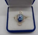 Zilveren ring met delfts blauwe steen maat 16.75 nr.786, Verzenden, Dame, Zilver, Zilver