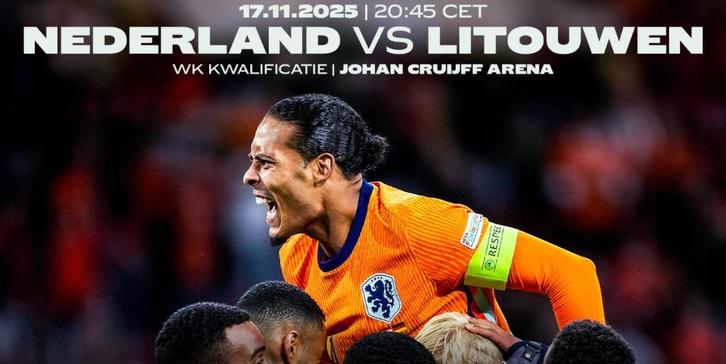Nederland - Litouwen, 4 kaarten naast elkaar, vak 127, Tickets en Kaartjes, Sport | Voetbal, Drie personen of meer, November, Losse kaart
