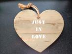 Houten hart 'Just in Love' met touw, Ophalen, Nieuw