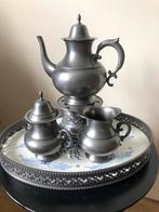 Dienblad met toebehoren. Delfts blauw met tin. 43 bij 33 cm., Antiek en Kunst, Antiek | Tin, Ophalen of Verzenden