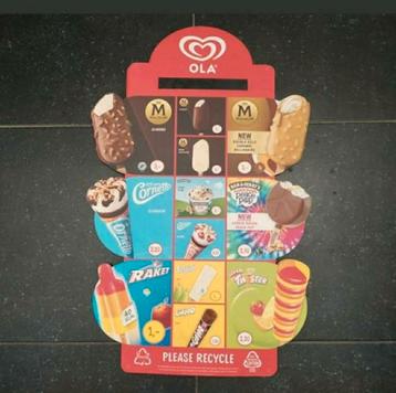 OLA IJSKAART,Snackbar,Reclamebord,hard Karton,IJSkaarten beschikbaar voor biedingen