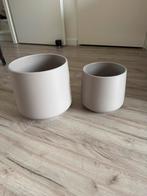 2x MICA Taupe Bloempotten, Rond, Minder dan 40 cm, Aardewerk, Ophalen
