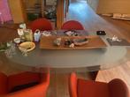 Ovale glazen eettafel, Huis en Inrichting, Complete inboedels, Ophalen