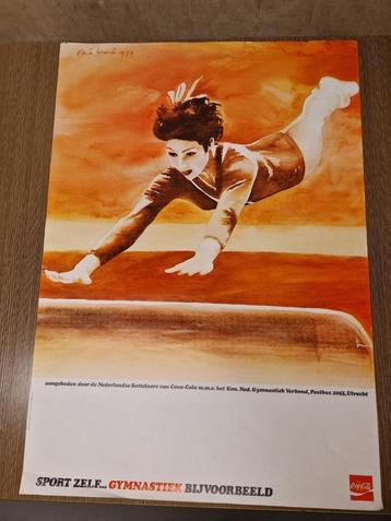 Vintage Coca Cola poster ism Kon. Ned. Gymnastiek verbond beschikbaar voor biedingen