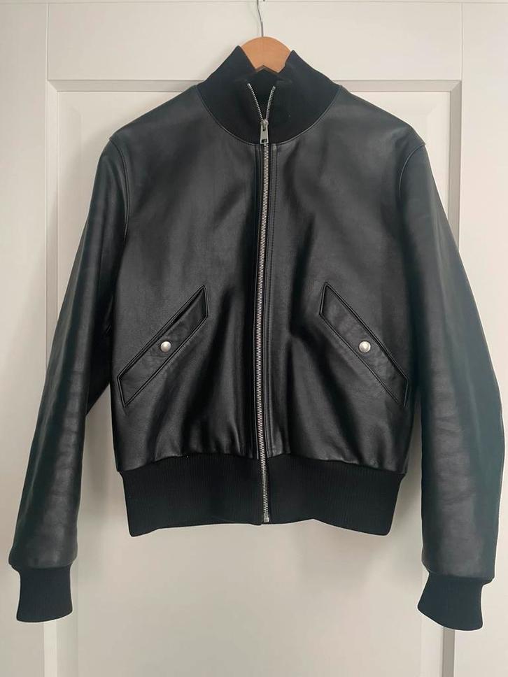 SANDRO LEREN BOMBERJACK, MAAT M, Kleding | Heren, Jassen | Winter, Zo goed als nieuw, Maat 48/50 (M), Zwart, Ophalen of Verzenden