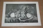 Antieke prent - Stilleven met fruit (naar de Heem) - 1876 !!, Ophalen of Verzenden, Voor 1940, Gebruikt, Prent