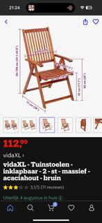 vidaXL Tuinstoelen  2 st massief acaciahout bruin, Tuin en Terras, Tuinstoelen, Ophalen, Zo goed als nieuw, Hout