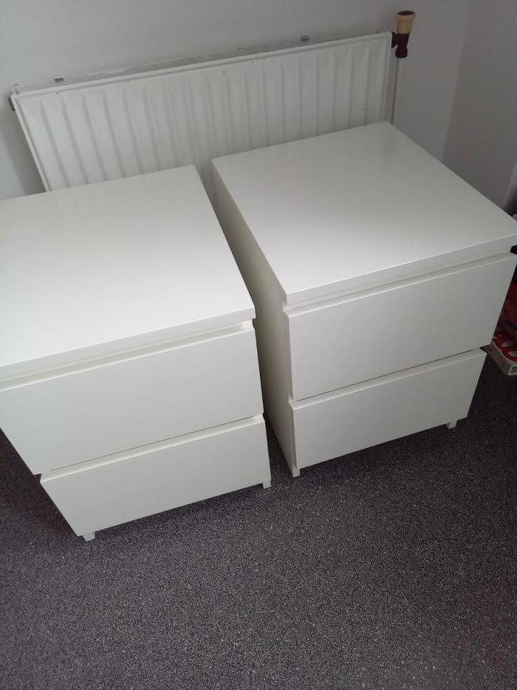 2 witte IKEA MALM ladenkastjes, Huis en Inrichting, Kasten | Ladekasten, Minder dan 100 cm, 50 tot 100 cm, 25 tot 50 cm, Ophalen