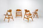 Set van 4 Egon Eiermann SE18 Klapstoelen, Huis en Inrichting, Stoelen, Gebruikt, Bruin, Vintage, Ophalen of Verzenden
