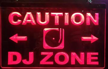 Caution DJ Zone rood led reclame ledlamp wanddeco lamp deco beschikbaar voor biedingen