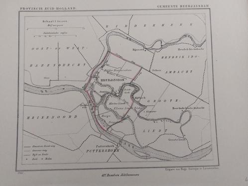 61 / Litho van J. Kuyper uit 1867 van Heerjansdam ZH, Antiek en Kunst, Kunst | Litho's en Zeefdrukken, Ophalen of Verzenden