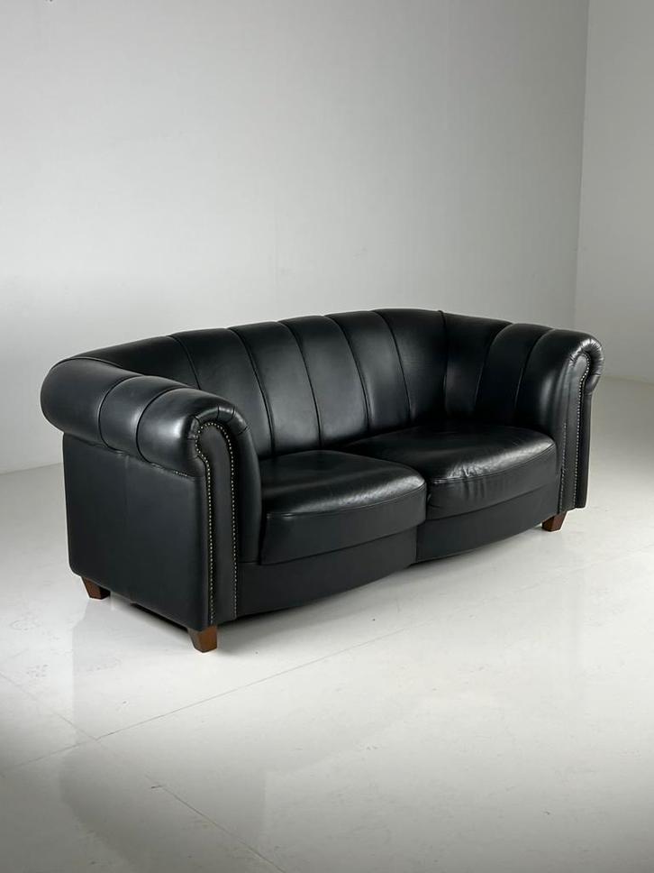 Sofa Bank Joris Klassiek Leder Zwart, Antiek en Kunst, Antiek | Meubels | Stoelen en Banken, Ophalen