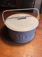 Grote grijze emaille voorraadtrommel dia 25 cm met hengsel, Ophalen of Verzenden