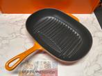 Le Creuset grillpan 32 cm Vulcanic in gebruikte staat., Huis en Inrichting, Keuken | Potten en Pannen, Gebruikt, Gietijzer, Ophalen of Verzenden