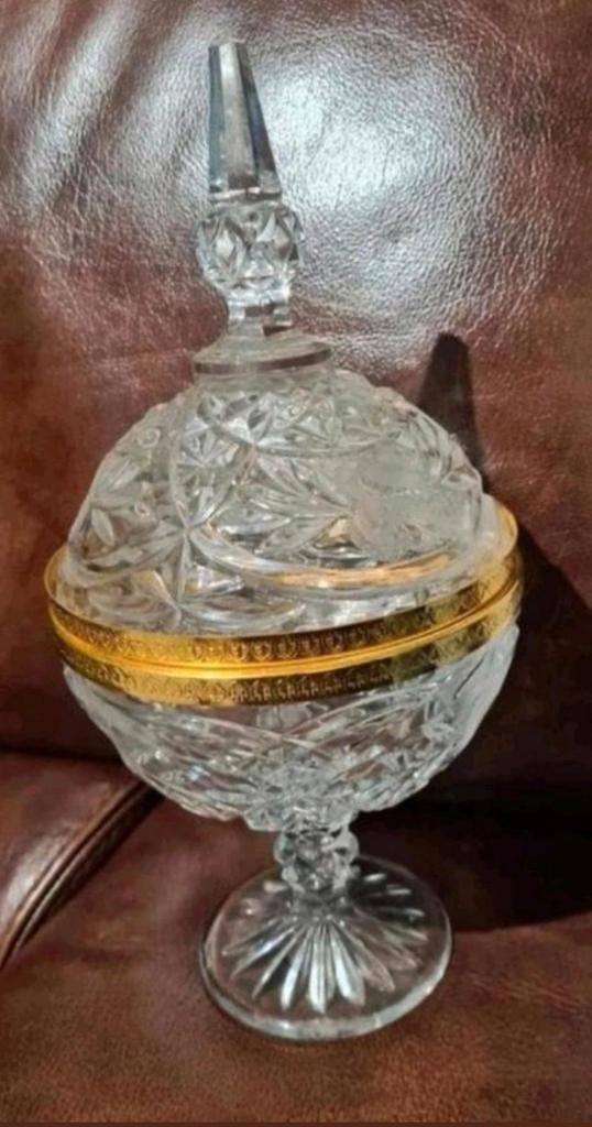 Kristallen Bonbonnière met Gouden Rand, Ophalen of Verzenden