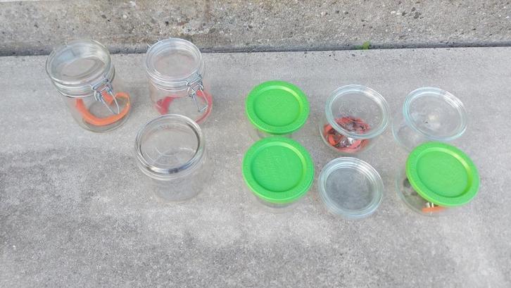 1/2 ltr Weck potten glas, Anker Weckpot, 2 beugelweckpotten, Huis en Inrichting, Keuken | Potten en Pannen, Gebruikt, Pot, Bus of Blik